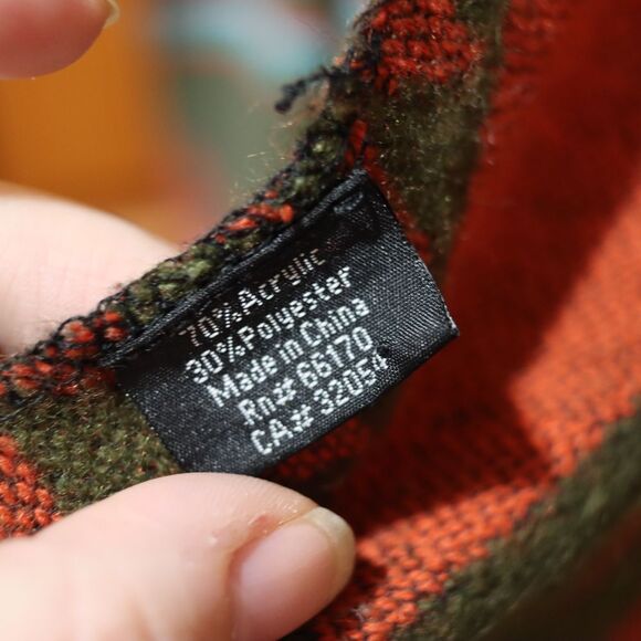 Urban Outfitters Oversized Southwestern Scarf | Olive & Rust Aztec Pattern - Picture 4 of 13